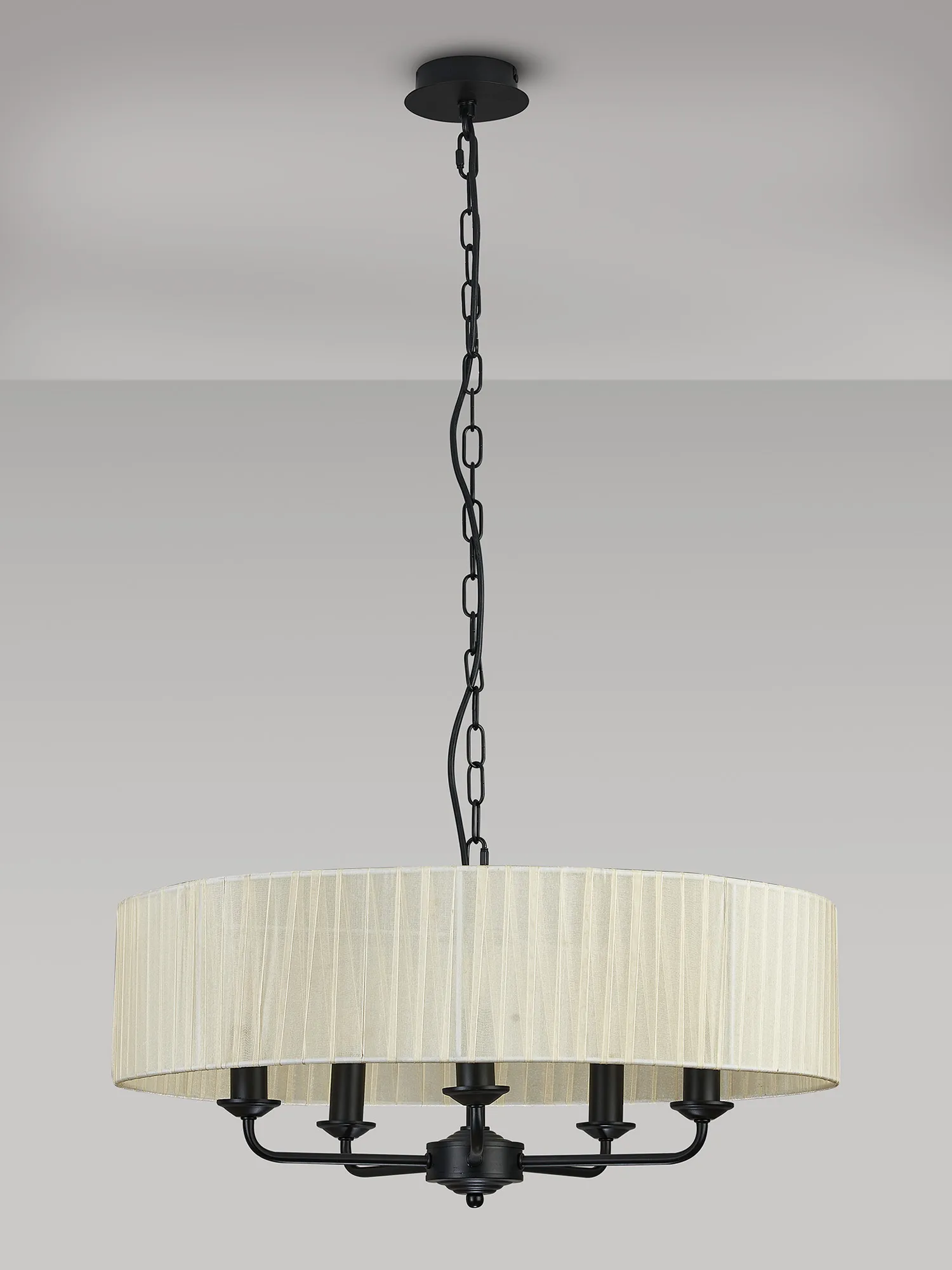Banyan 60cm 3 Light Pendant Matt Black, Cream DK1026  Deco Banyan MB CR